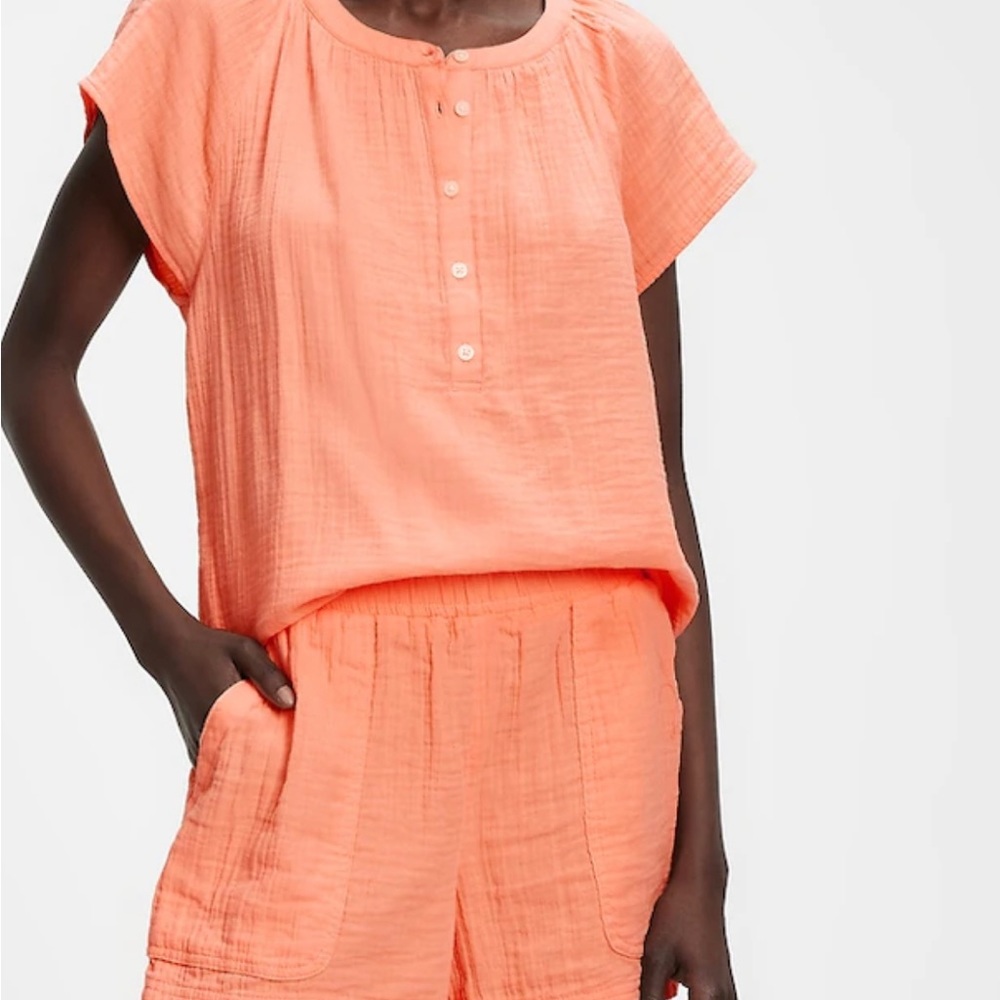 NWT Gap 3.5" Gauze Pull-On Utility Shorts Winter Peach color XL